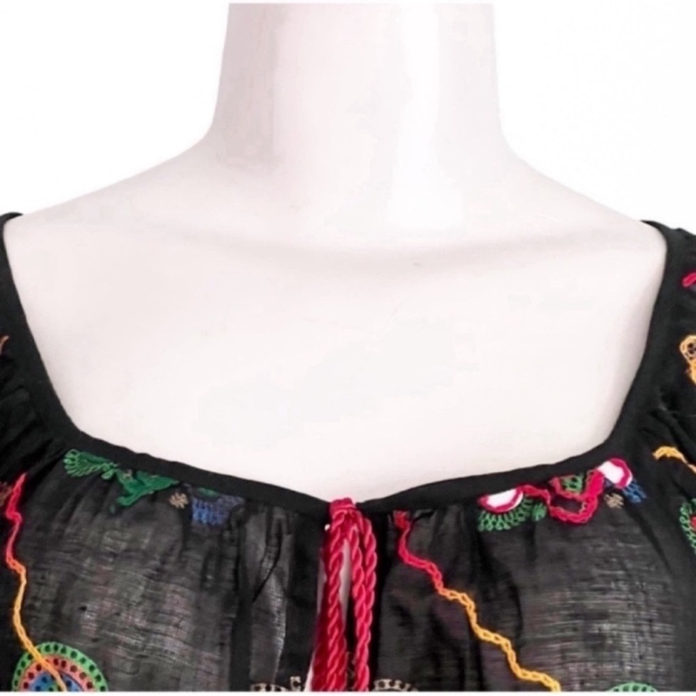 RARE NWT Juliet Dunn London Black Embroidered Mini Kaftan Dress Mirror Beach S - Picture 13 of 14